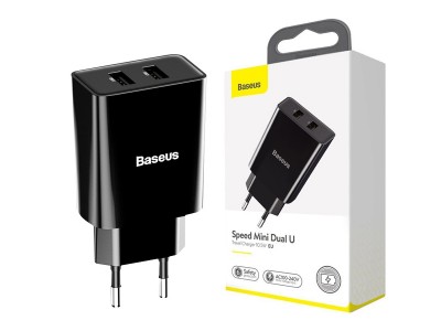 Baseus Wall Charger 2x USB 2.1A (ierny) - Nabjac adaptr pre 2 zariadenia