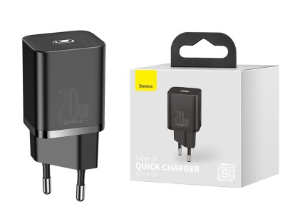 Baseus Super Si (20W) – Nabíjací adaptér 1x USB-C s podporou rýchleho nabíjania PD/QC (černý)