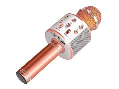 Bezdrtov karaoke mikrofn (ruovo-zlat) **AKCIA!!