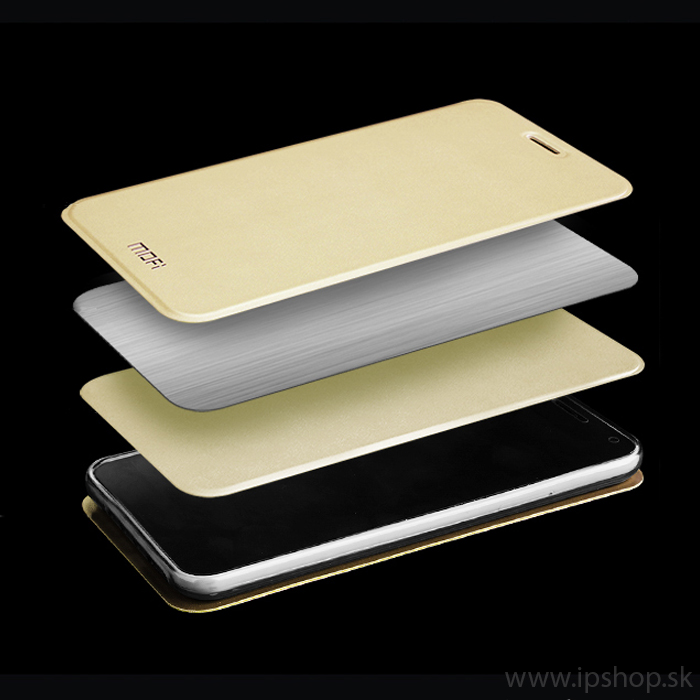 MOFi Slim Line Leather Series Gold - znakov knikov puzdro (zlat) pre HUAWEI P10 **AKCIA!!