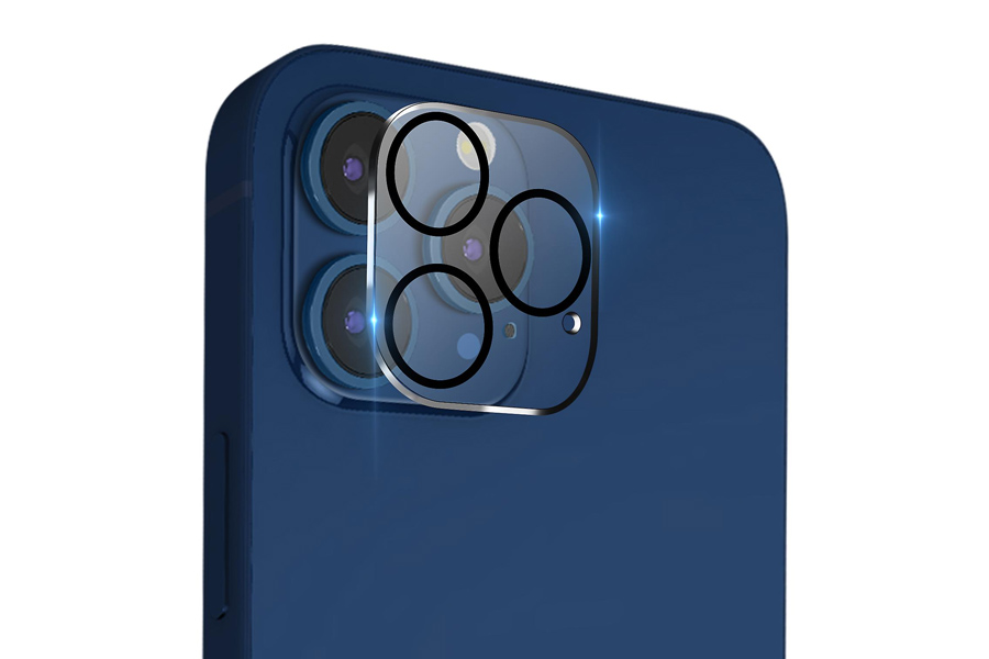 BENKS Ultra-Strong Camera Glass – Ochranné sklo na kameru pre Apple iPhone 12 Pro (číre s čiernymi krúžkami)