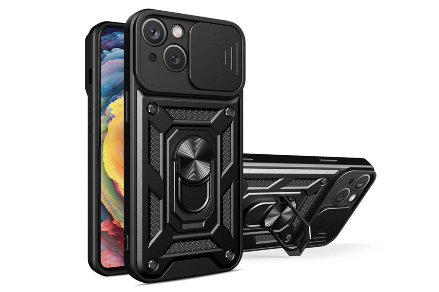 Fusion Ring Camshield II – Ochranný kryt s ochranou kamery pre Apple iPhone 14 Plus (čierny)