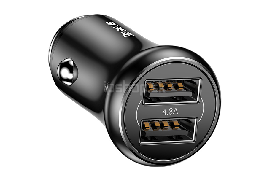 Baseus Gentleman Dual-USB 4.8A Adapter - rchlonabjaka do auta na 2 zariadenia - ierna