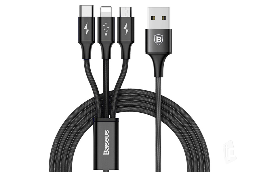 Baseus Rapid Series 3v1 (ierny) - Nabjac kbel USB - USB-C / Lightning / Micro USB (1,2m) **AKCIA!!