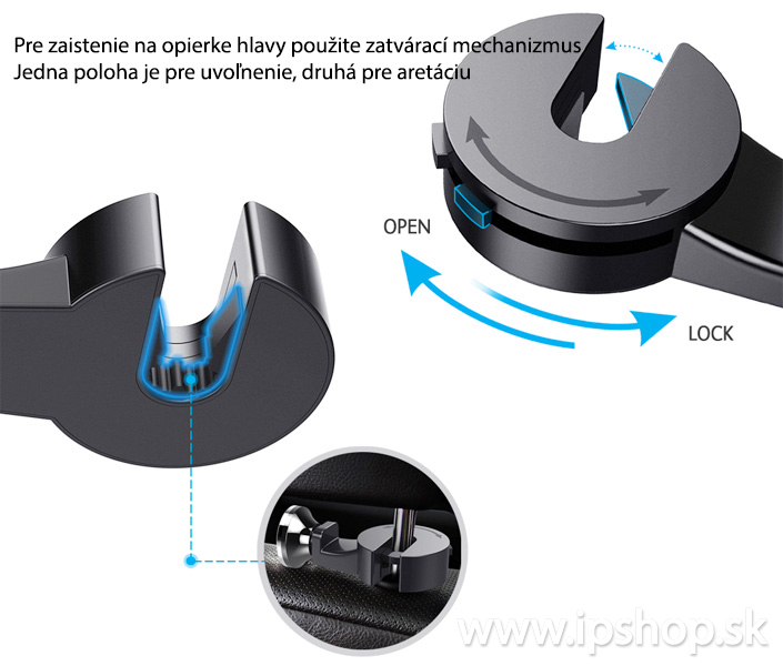 Magnetic Car Seat Holder - Univerzlny magnetick driak na opierku hlavy pre smartfn (ierny)