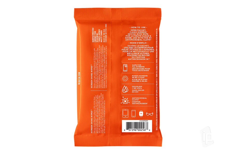WHOOSH Lingettes Microfibres Antimicrobiennes Screen Shine - Nettoyant Écrans 70 Lingettes + Mini Chiffon