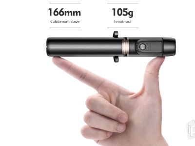 ROCK Selfie Stick Tripod (ierny) - Bluetooth selfie ty so statvom - do 88 cm