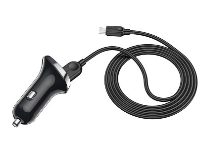 Borofone BZ15 (4.8A)  Autonabjeka s 2x USB port a LED displejom + Nabjac kabel Micro USB (ern)