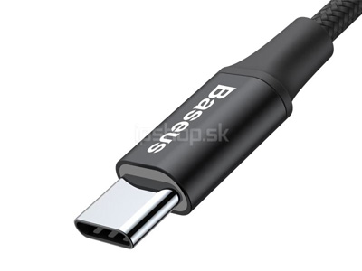 Baseus Halo Cable (ierny)  Nabjac a synchronizan kbel USB-USB-C s LED osvetlenm (2m)