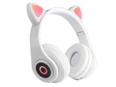 Cat Ears Headset  Bezdrtov sluchadl s maacmi uami a viacfarebnm LED podsvietenm (bl) **AKCIA!!