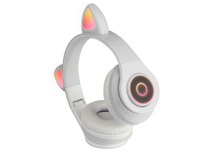 Cat Ears Headset – Bezdrôtové slúchadlá s mačacími ušami a viacfarebným LED podsvietením (biele) **AKCIA!!