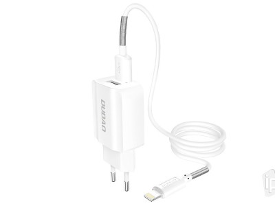 Set DUDAO Dual nabíjací adaptér 2.4A + Lightning kábel pre Apple zariadenia 1m (biely)