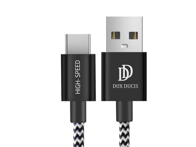 Dux Ducis Cable USB - USB-C 2.1A (čierny) - Synchronizačný a nabíjací kábel USB-C (25cm)