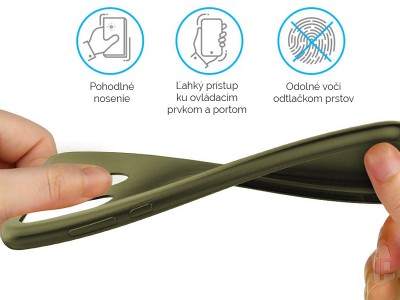Set EKO Obal (khaki) + Ochrann sklo Full Glue pre Huawei P30 Lite (ierne)