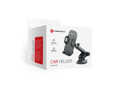 Dr�iak na telef�n do auta Forcell F-Grip Carbon Bracket, mont�ne rameno na �eln� sklo / palubn� dosku �ierny