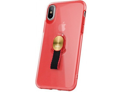 Hoco Apple iPhone X Puzdro transparentn� s magnetick�m dr�iakom �erven�