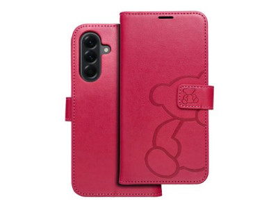 Kni�kov� puzdro Mezzo Book s ply�ov�m medved�kom pre Samsung A56 5G purpurov�