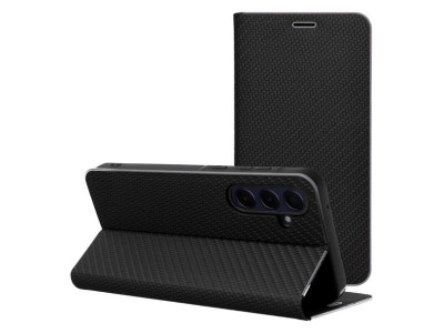 Ko�en� kni�kov� puzdro Luna carbon pre Samsung Galaxy A27 5G Black