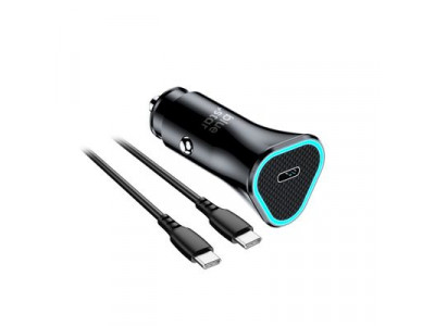 Nab�ja�ka do auta Blue Star USB C QC3.0 PD AFC 3A 20W + k�bel USB C na USB C �ierna