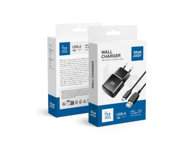 Sie�ov� nab�ja�ka Blue Star USB A 2A 10W + cable USB A to USB C TFK-TC-1100B black