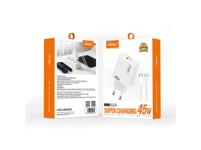 Sie�ov� nab�ja�ka Mietubl MTB-CS13E USB-A+USB-C 45W 3A pre Apple a Android biela s d�t. k�b. Type C + Type C
