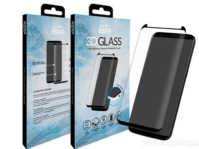 EIGER Case Friendly 3D Glass Black - tvrden ochrann sklo na cel displej pre SAMSUNG Galaxy S8 Plus - ierne **VPREDAJ!!