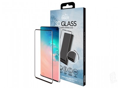EIGER 3D Glass Case Friendly (ierne) - Temperovan ochrann sklo na displej pre Samsung Galaxy S10
