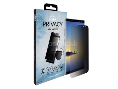 EIGER 3D Privacy Glass "Case Friendly" - Anti-Spy tvrden ochrann sklo na displej pre Samsung Galaxy Note 8 **AKCIA!!