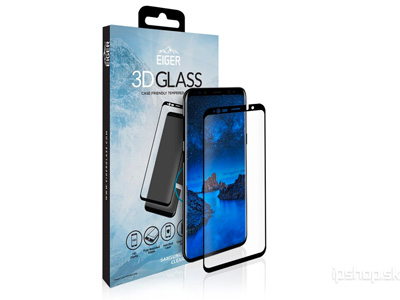 EIGER 3D Glass Case Friendly - Temperovan tvrzen ochrann sklo na displej pro Samsung Galaxy S9 Plus - ern **AKCIA!!