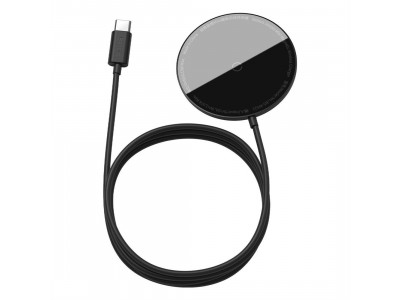 Baseus Simple Mini MagSafe wireless charger (15W) – Kompaktná bezdrôtová nabíjačka s Qi a MagSafe pre Apple 12/13/14/15 sériu (čierna)