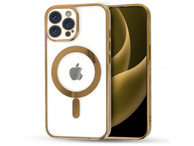 Glitter MagSafe Ultra Clear (zlat�) � Ochrann� kryt (obal) s podporoou MagSafe pre Apple iPhone 14 Pro Max