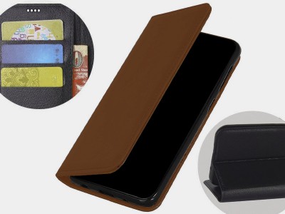 Elegance Stand Wallet Brown (hnedé) II. - Peňaženkové puzdro na Samsung Galaxy A20e