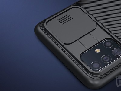 Slim CamShield (ierny) - Plastov kryt (obal) s ochranou kamery na Samsung Galaxy A51