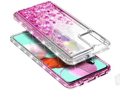 Diamond Liquid Glitter (ruov) - Ochrann kryt s tekutmi trblietkami na Samsung Galaxy A51