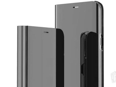 Mirror Standing Cover (ierne) - Zrkadlov puzdro pre Samsung Galaxy M21 / M30s