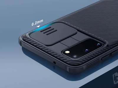 Slim CamShield (ierny) - Plastov kryt (obal) s ochranou kamery na Samsung Galaxy S20