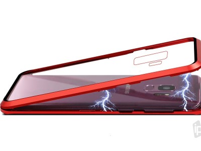 Magnetic Shield 360 Red (erven) - Magnetick kryt s obojstrannm sklom na Samsung Galaxy S9