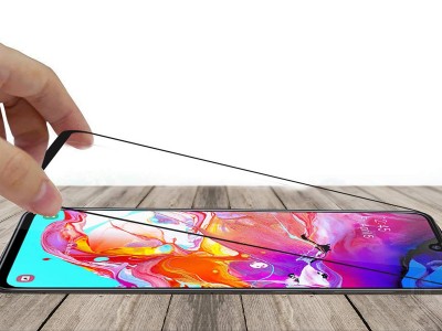 2.5D Glass - Tvrden� ochrann� sklo s pokryt�m cel�ho displeja pre Samsung Galaxy A70 (�ierne)