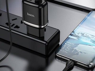 Hoco N4 nabjaka (2.4A) s 2x USB portom pre dulne nabjanie + Nabjac kbel USB/USB-C (1m)
