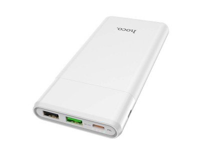Hoco J58 (10000mAh)  Powerbanka 2x USB, 1x USB-C, 1x Micro USB s rchlym nabjanm PD/QC 3.0 (biela)