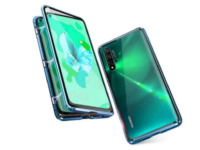 Magnetic Shield 360� Metallic Blue (modr�) - Magnetick� kryt s obojstrann�m sklom na Honor 20 / Huawei Nova 5T
