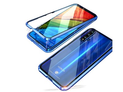 Magnetic Shield 360� Metallic Blue (modr�) - Magnetick� kryt s obojstrann�m sklom na Honor 20 / Huawei Nova 5T