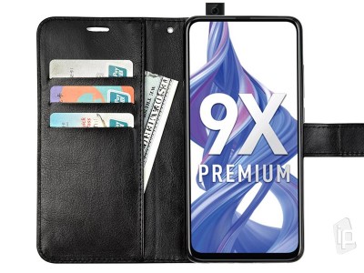 Elegance Stand Wallet Black (ern) - Penenkov pouzdro na Honor 9X / Huawei P Smart Z