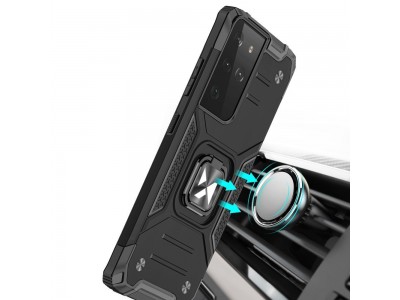 Hybrid Ring Defender (strieborn) - Odoln kryt (obal) na Samsung Galaxy S22 Ultra