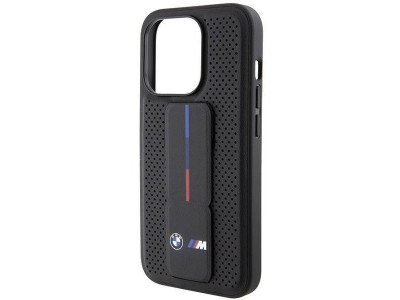 BMW Fashion Cover – Luxusný ochranný kryt pre APPLE IPHONE 15 PRO Grip Stand Smooth & Perated (BMHCP15LGSPPRK) black (čierna)