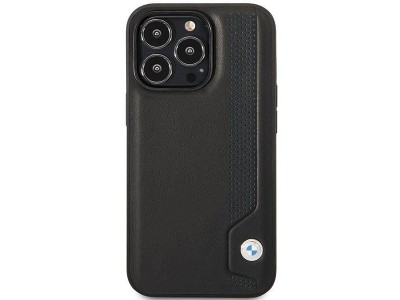 BMW Fashion Cover  Luxusn ochrann kryt pre IPHONE 14 PRO Leather Blue Dots (BMHCP14L22RBDK) black (ierna)