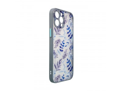 Design Floral Case (tmav� modr�) - Dizajnov� kvetinov� kryt (obal) pre iPhone 13 Pro