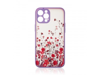 Design Floral Case (fialová) - Dizajnový kvetinový kryt (obal) pre iPhone 13 Pro