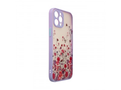 Design Floral Case (fialov) - Dizajnov kvetinov kryt (obal) pre iPhone 13 Pro
