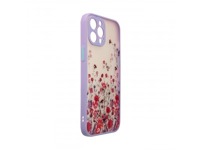 Design Floral Case (fialov) - Dizajnov kvetinov kryt (obal) pre iPhone 13 Pro Max